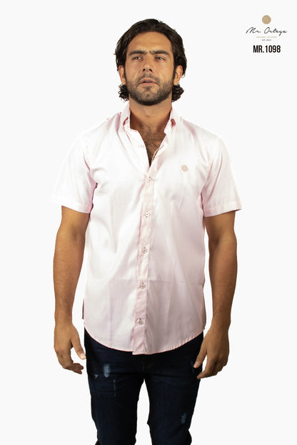 CAMISA LISA ROSA PASTEL LOGOTIPO ROSA