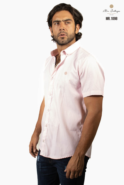 CAMISA LISA ROSA PASTEL LOGOTIPO ROSA