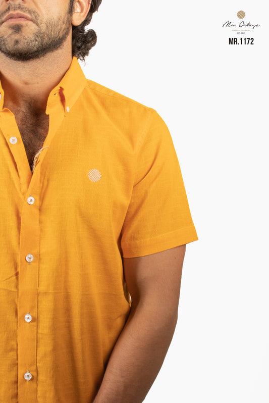 CAMISA LISA NARANJA MANGA CORTA