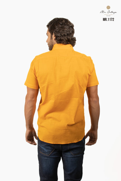 CAMISA LISA NARANJA MANGA CORTA