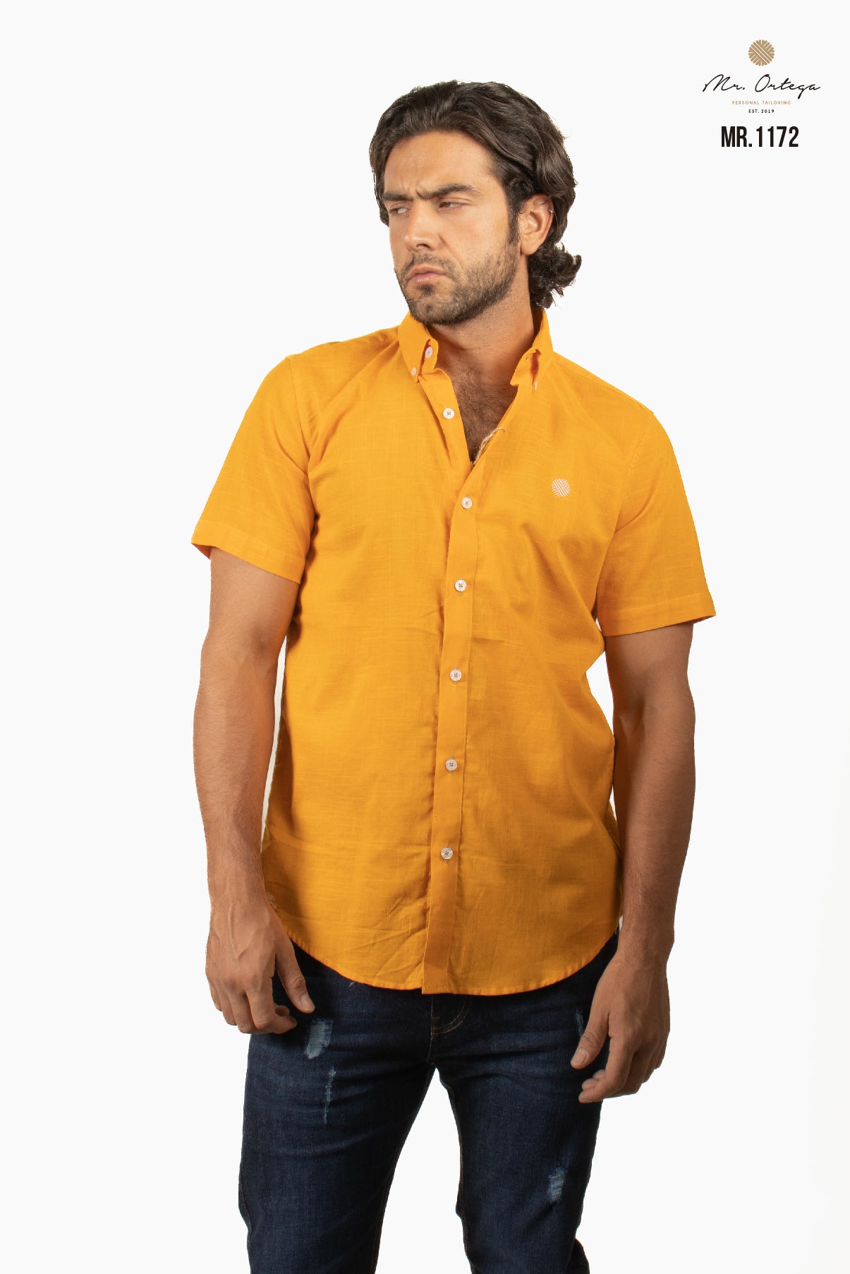 CAMISA LISA NARANJA MANGA CORTA