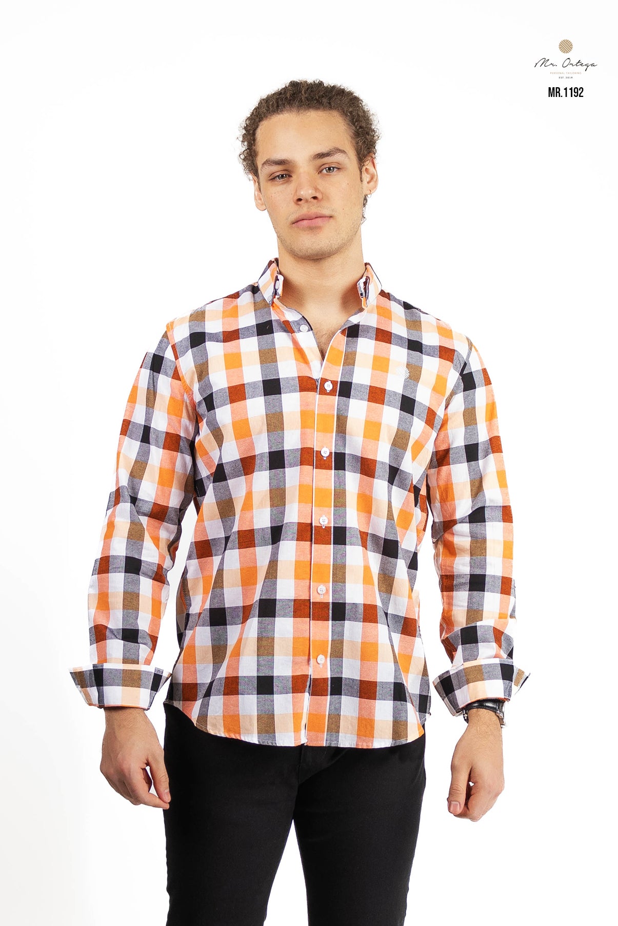 CAMISA CUADROS NARANJA / BLANCO