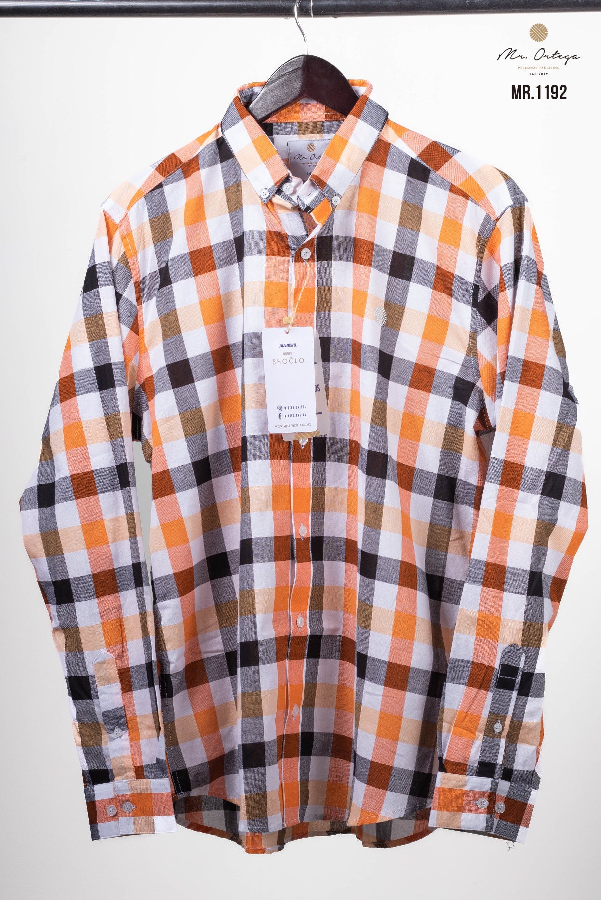 CAMISA CUADROS NARANJA / BLANCO