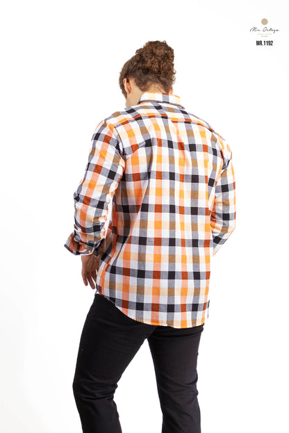 CAMISA CUADROS NARANJA / BLANCO