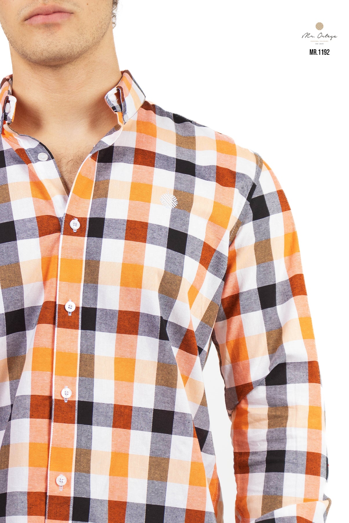 CAMISA CUADROS NARANJA / BLANCO