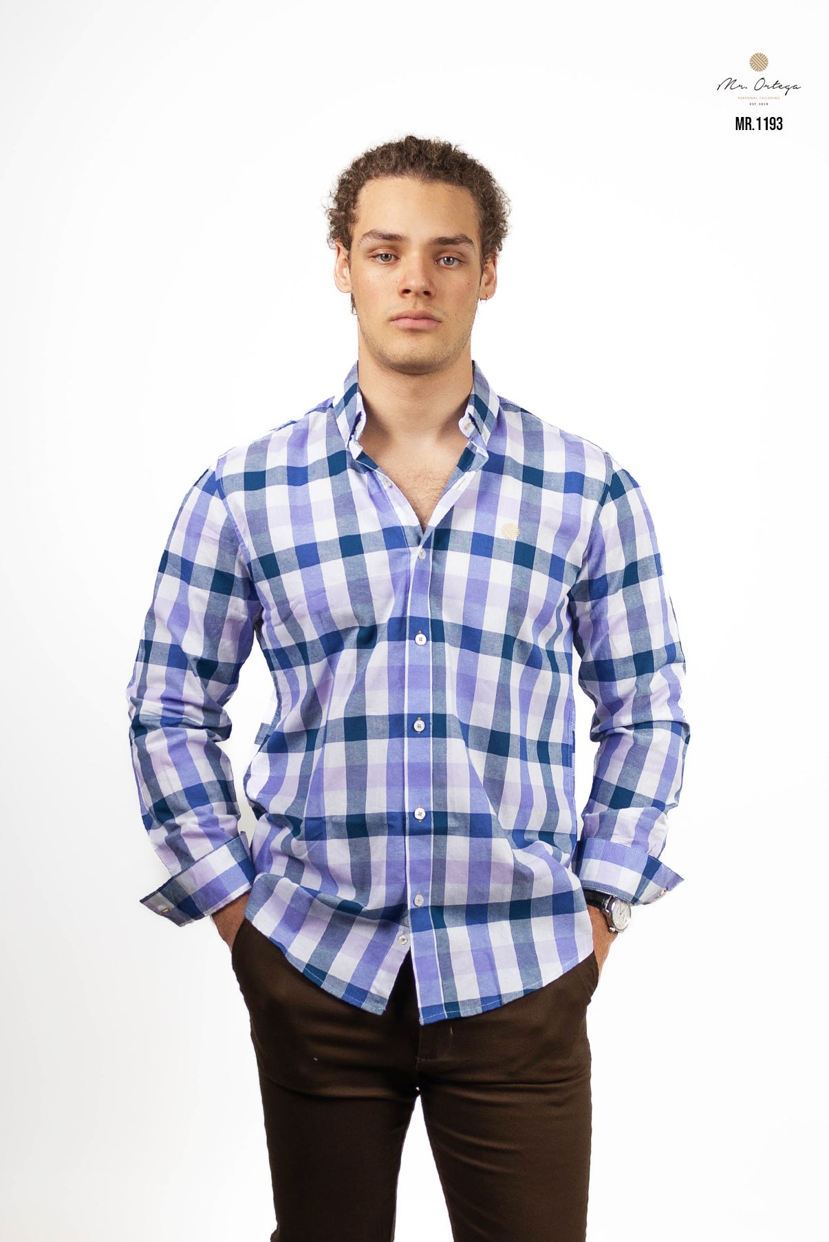 CAMISA CUADROS BLANCO / AZUL REY / LILA