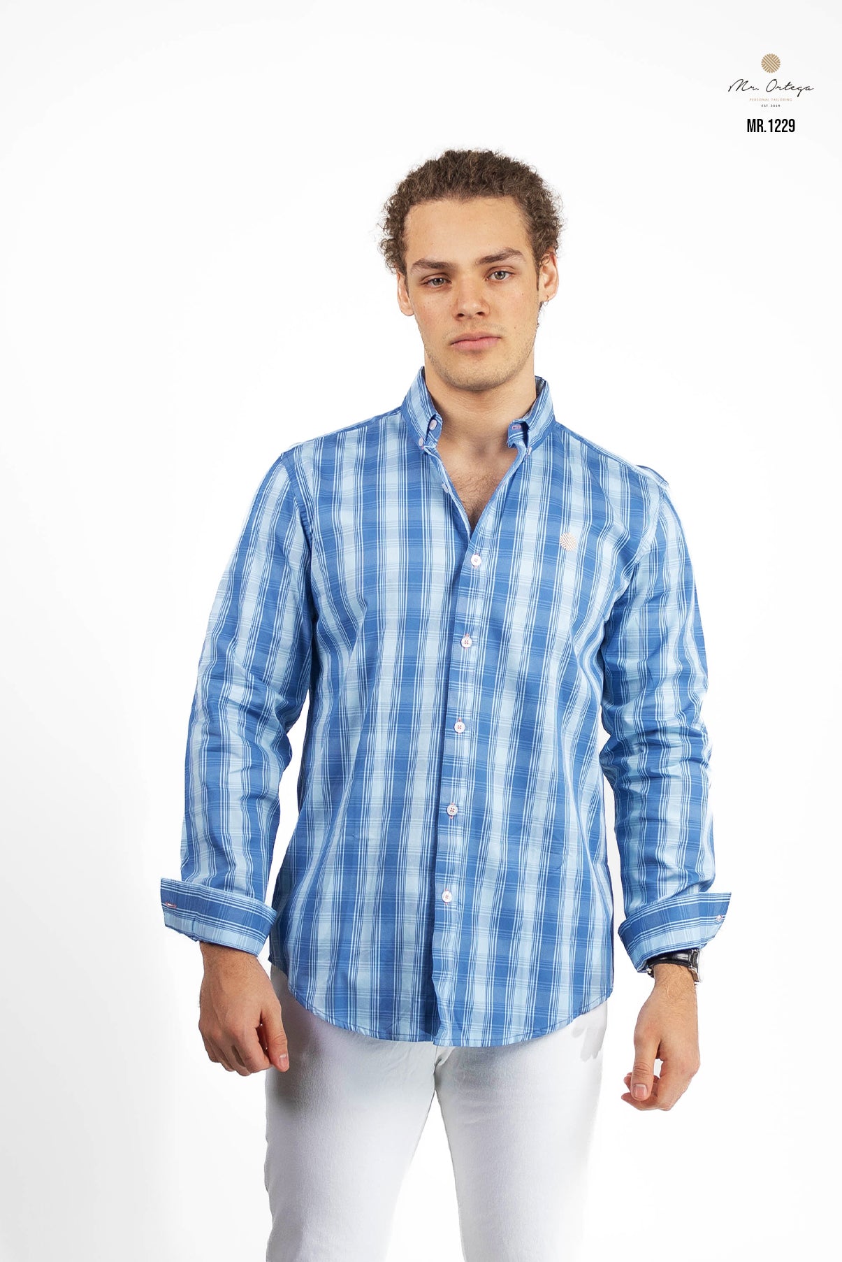 CAMISA CUADROS CELESTE Y AZUL CIELO