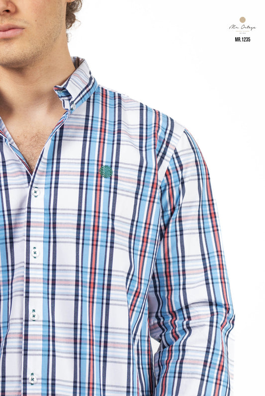 CAMISA CUADROS BLANCO / AZUL Y ROJO