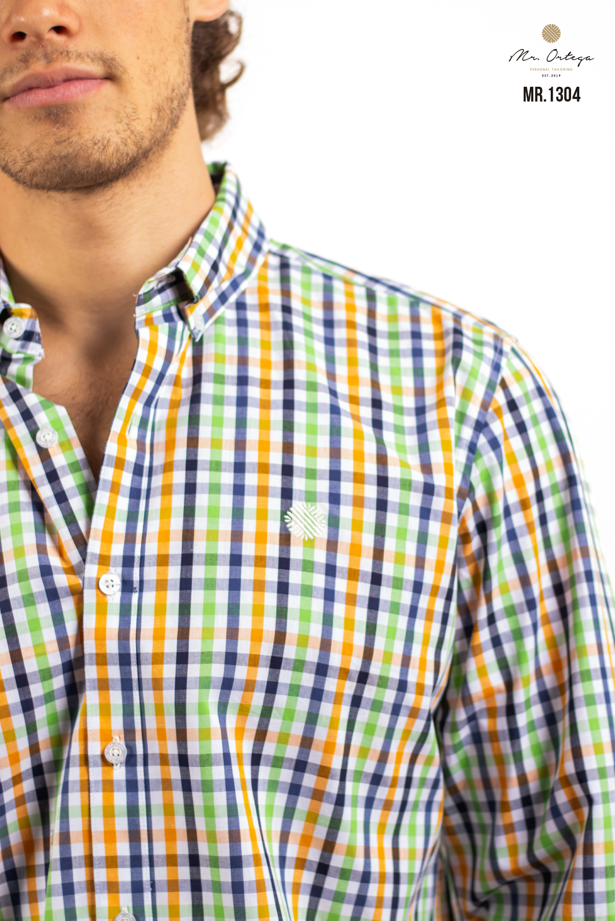 CAMISA CUADROS VERDE / NARANJA Y BLANCO