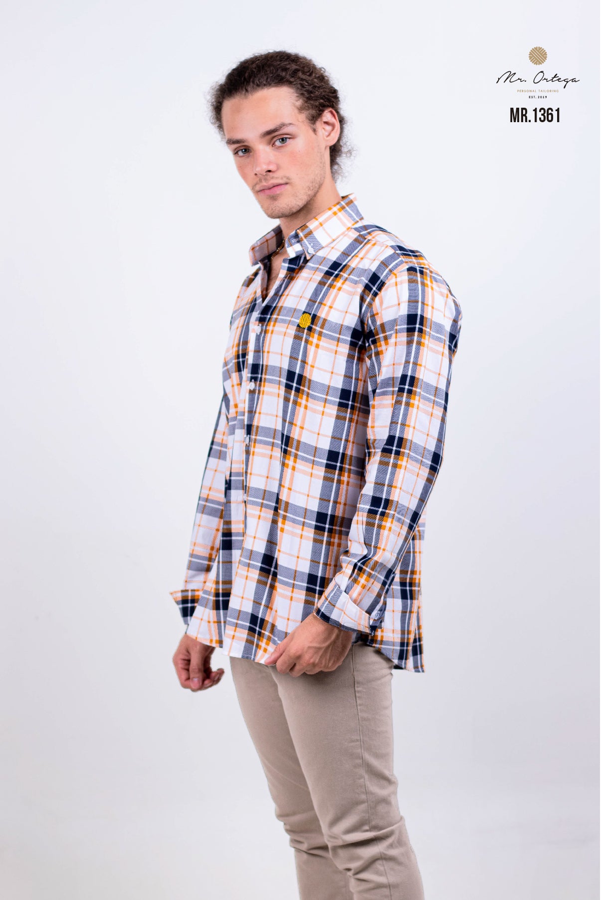 CAMISA CUADROS NARANJA / BLANCO /MARINO