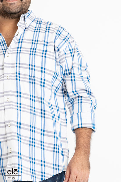 CAMISA CUADROS BLANCA, AZUL