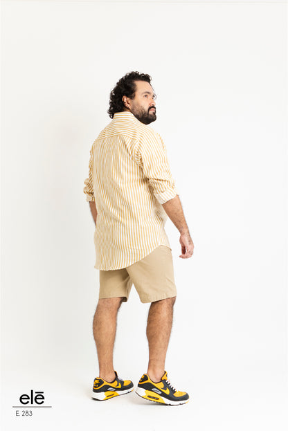 CAMISA RAYAS BEIGE Y BLANCO