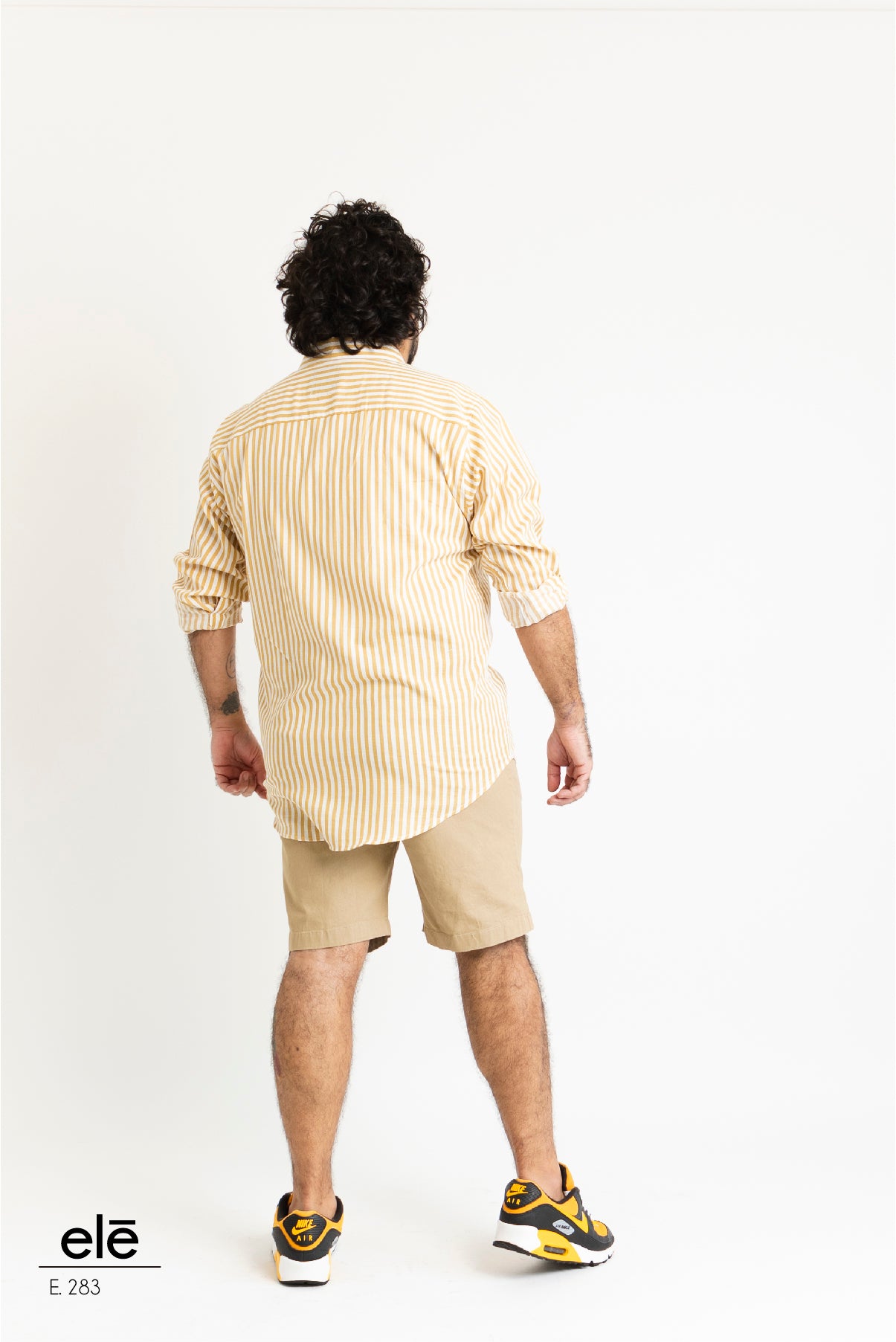 CAMISA RAYAS BEIGE Y BLANCO