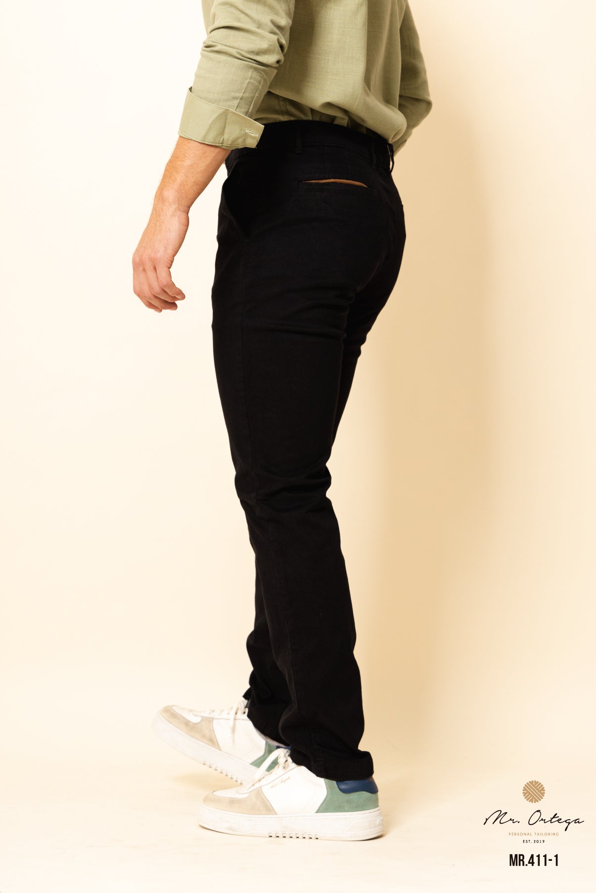 PANTALÓN GABARDINA NEGRO HOMBRE