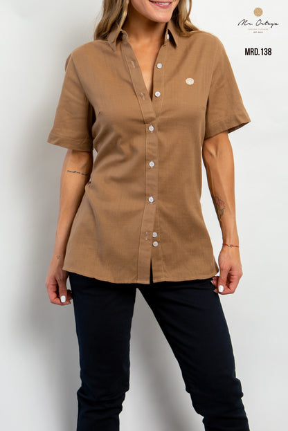 CAMISA DAMA LISA CAFÉ