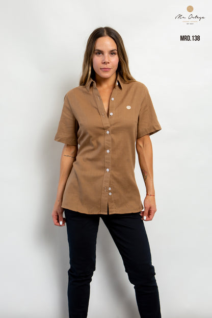 CAMISA DAMA LISA CAFÉ